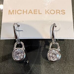 Michael Kors Silver Crystal Drop Earrings